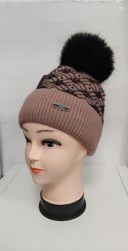 Bommelmütze braun-schwarz