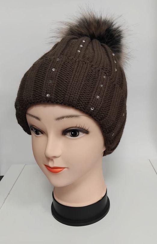 Bommelmütze braun