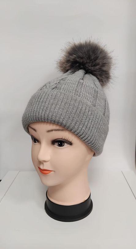 Bommelmütze grau